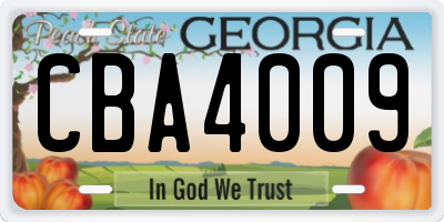 GA license plate CBA4009