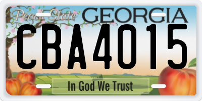 GA license plate CBA4015