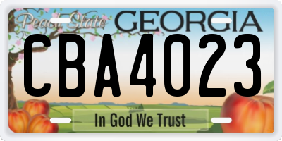 GA license plate CBA4023