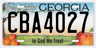 GA license plate CBA4027