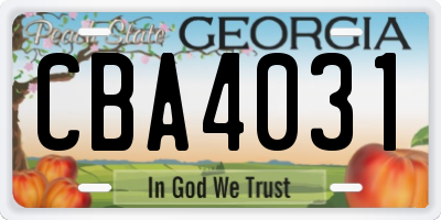 GA license plate CBA4031