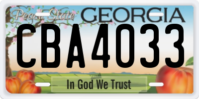 GA license plate CBA4033