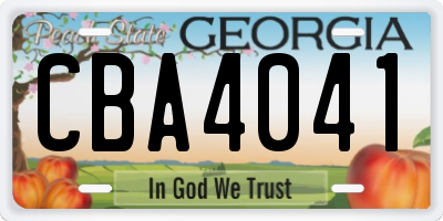 GA license plate CBA4041