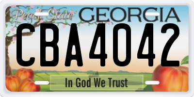 GA license plate CBA4042