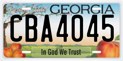 GA license plate CBA4045