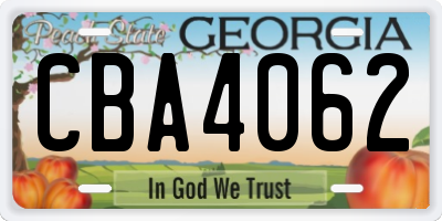 GA license plate CBA4062