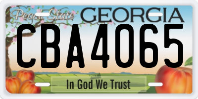 GA license plate CBA4065