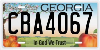 GA license plate CBA4067