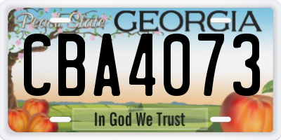 GA license plate CBA4073