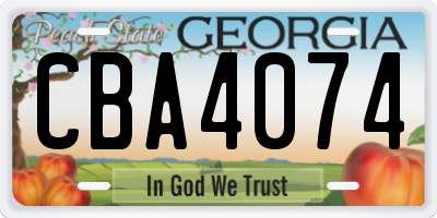 GA license plate CBA4074