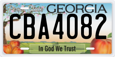 GA license plate CBA4082