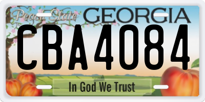 GA license plate CBA4084