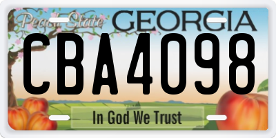 GA license plate CBA4098