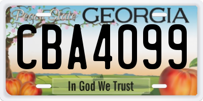 GA license plate CBA4099