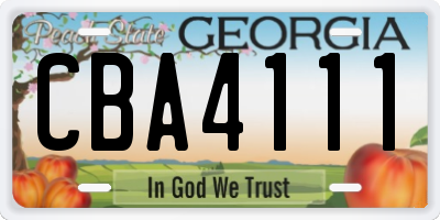 GA license plate CBA4111