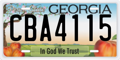 GA license plate CBA4115