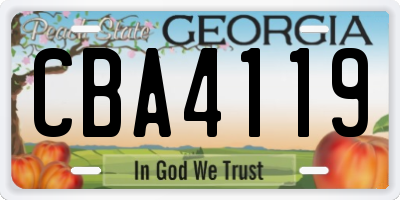 GA license plate CBA4119