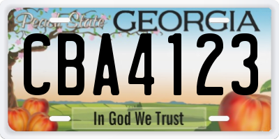 GA license plate CBA4123