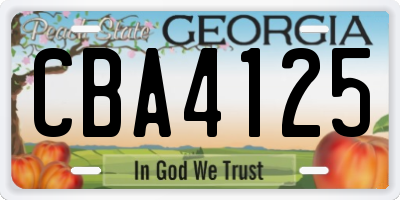 GA license plate CBA4125