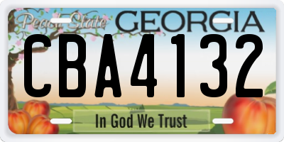 GA license plate CBA4132