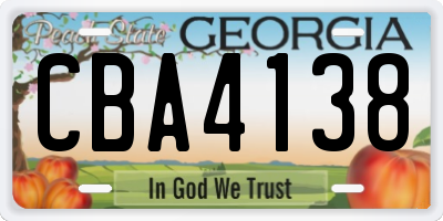 GA license plate CBA4138