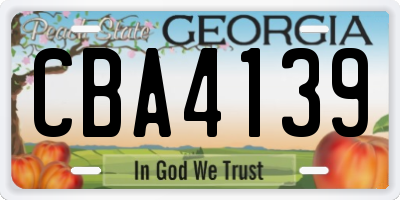 GA license plate CBA4139
