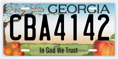 GA license plate CBA4142