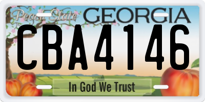 GA license plate CBA4146