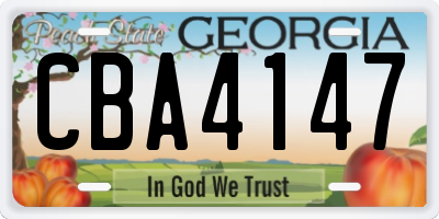 GA license plate CBA4147