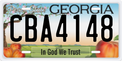 GA license plate CBA4148