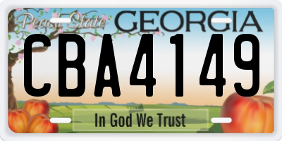 GA license plate CBA4149