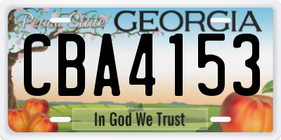 GA license plate CBA4153