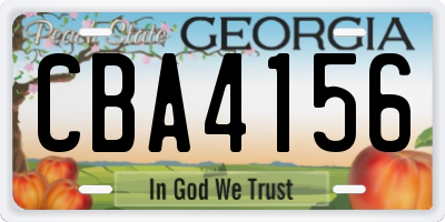 GA license plate CBA4156