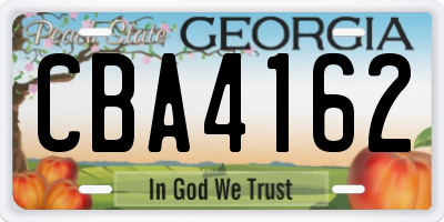 GA license plate CBA4162