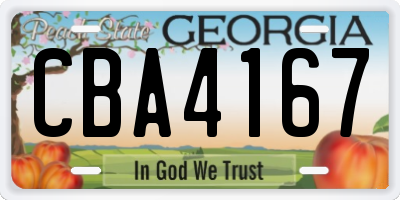 GA license plate CBA4167