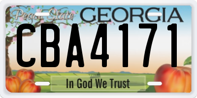 GA license plate CBA4171