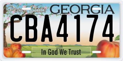 GA license plate CBA4174
