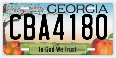 GA license plate CBA4180