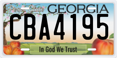 GA license plate CBA4195