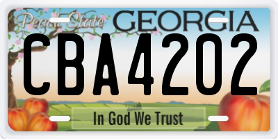 GA license plate CBA4202