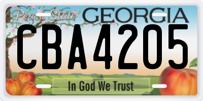 GA license plate CBA4205