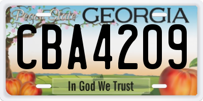 GA license plate CBA4209