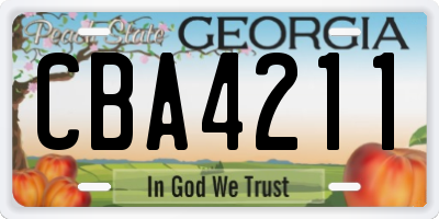 GA license plate CBA4211