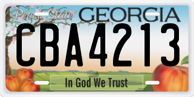 GA license plate CBA4213