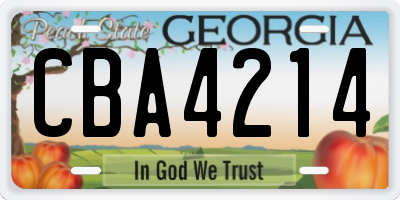 GA license plate CBA4214