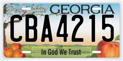 GA license plate CBA4215