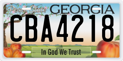 GA license plate CBA4218