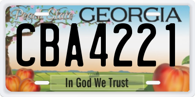 GA license plate CBA4221