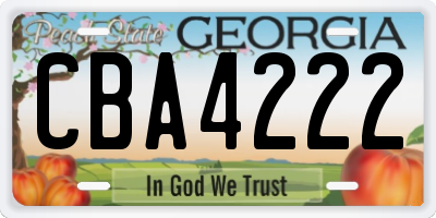 GA license plate CBA4222