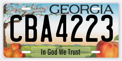 GA license plate CBA4223
